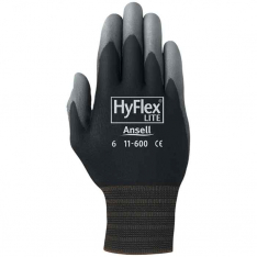HYFLEX 205651, HYFLEX 11-600 BLK LT WGHT ASSEMB PU/COAT SZ 7